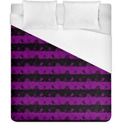 Zombie Purple And Black Halloween Nightmare Stripes  Duvet Cover (california King Size) by PodArtist