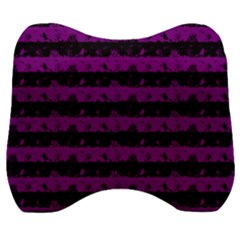 Zombie Purple And Black Halloween Nightmare Stripes  Velour Head Support Cushion by PodArtist