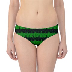 Alien Green And Black Halloween Nightmare Stripes  Hipster Bikini Bottoms by PodArtist