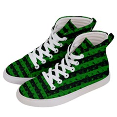 Alien Green And Black Halloween Nightmare Stripes  Men s Hi-top Skate Sneakers by PodArtist