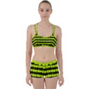 Slime Green and Black Halloween Nightmare Stripes  Perfect Fit Gym Set View1