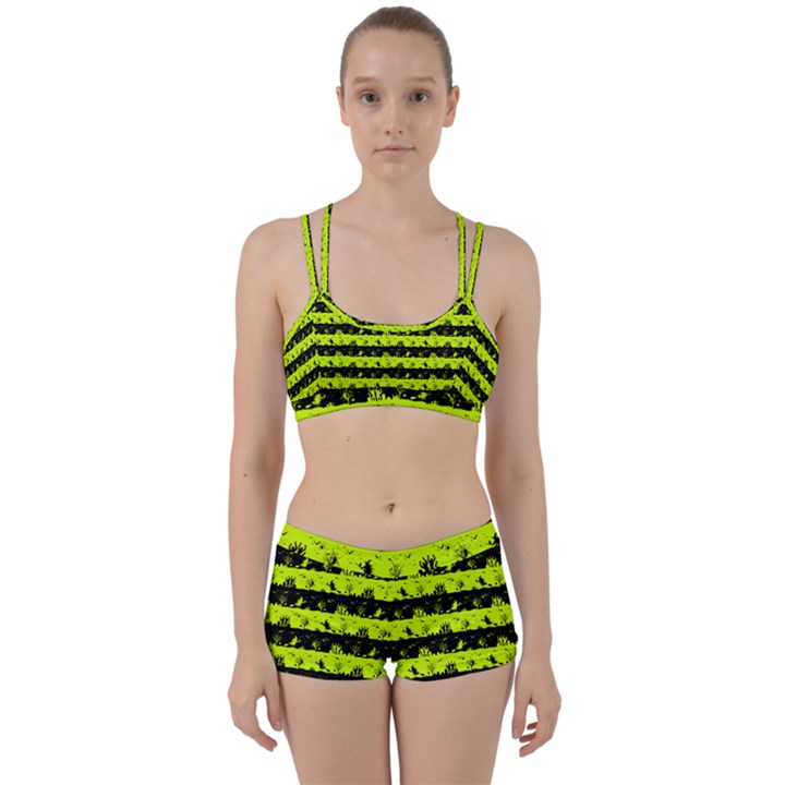 Slime Green and Black Halloween Nightmare Stripes  Perfect Fit Gym Set