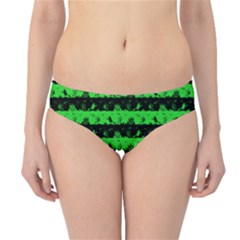 Monster Green And Black Halloween Nightmare Stripes  Hipster Bikini Bottoms by PodArtist