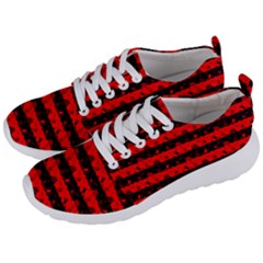 Red Devil And Black Halloween Nightmare Stripes  Men s Lightweight Sports Shoes by PodArtist
