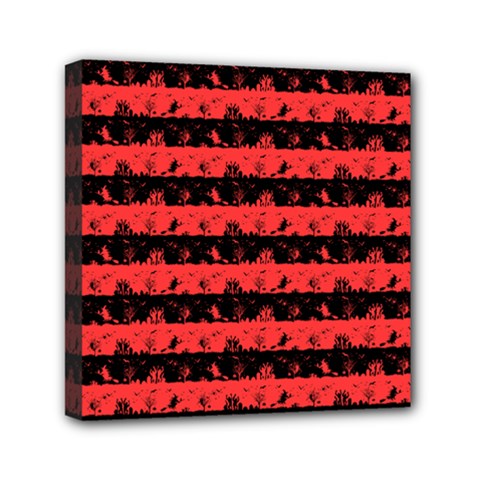 Donated Kidney Pink And Black Halloween Nightmare Stripes  Mini Canvas 6  X 6  (stretched) by PodArtist