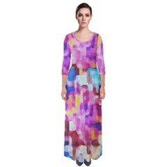 Blue Pink Watercolors                                                      Quarter Sleeve Maxi Dress by LalyLauraFLM