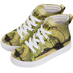 Awesome Creepy Skeleton With Skull Kid s Hi-top Skate Sneakers by FantasyWorld7