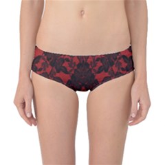 Red And Black Leather Red Lace By Flipstylez Designs Classic Bikini Bottoms by flipstylezfashionsLLC