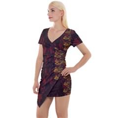 Elegant Black Floral Lace Design By Flipstylez Designs Short Sleeve Asymmetric Mini Dress by flipstylezfashionsLLC