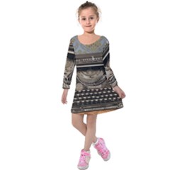 Typewriter Kids  Long Sleeve Velvet Dress by vintage2030