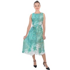 Splash Teal Midi Tie-back Chiffon Dress by vintage2030