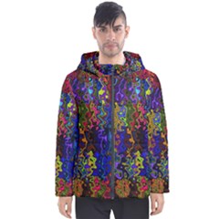 Colorful Waves                                                     Men s Hooded Puffer Jacket by LalyLauraFLM