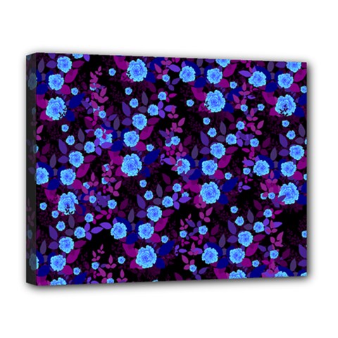 Purple Blue  Roses Canvas 14  X 11  (stretched) by snowwhitegirl