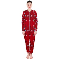 Embroidery Paisley Red Onepiece Jumpsuit (ladies)  by snowwhitegirl