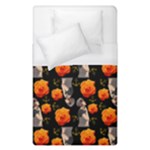 Girl With Roses And Anchors Black Duvet Cover (Single Size)