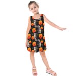 Girl With Roses And Anchors Black Kids  Sleeveless Dress
