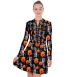 Girl With Roses And Anchors Black Long Sleeve Panel Dress