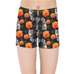 Girl With Roses And Anchors Black Kids Sports Shorts