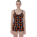 Girl With Roses And Anchors Black Tie Front Two Piece Tankini