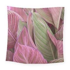 Pink Leaves Square Tapestry (large)