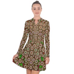 Flower Wreaths And Ornate Sweet Fauna Long Sleeve Panel Dress by pepitasart