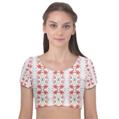 Tigerlily Velvet Short Sleeve Crop Top  by humaipaints