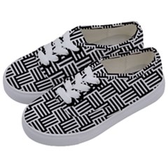 Basket Black Lines Stripes White Kids  Classic Low Top Sneakers by Sapixe