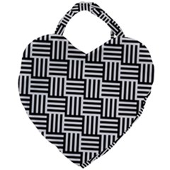 Basket Black Lines Stripes White Giant Heart Shaped Tote by Sapixe