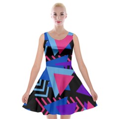 Memphis Pattern Geometric Abstract Velvet Skater Dress