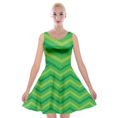 Green Background Abstract Velvet Skater Dress by Sapixe
