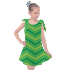 Green Background Abstract Kids  Tie Up Tunic Dress