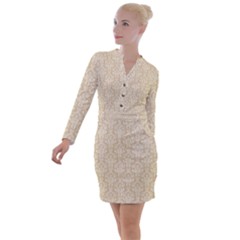 Damask 937607 960 720 Button Long Sleeve Dress by vintage2030