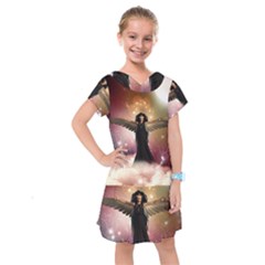 Awesome Dark Fairy In The Sky Kids  Drop Waist Dress by FantasyWorld7