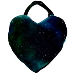 Galaxy Sky Blue Green Giant Heart Shaped Tote by snowwhitegirl