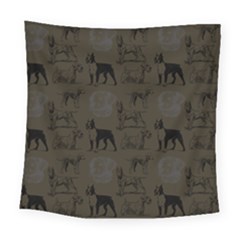Dog Pattern Brown Square Tapestry (large)