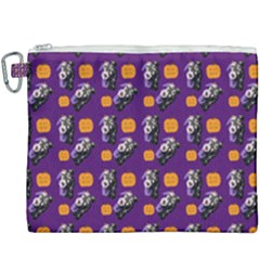 Halloween Skeleton Pumpkin Pattern Purple Canvas Cosmetic Bag (xxxl) by snowwhitegirl