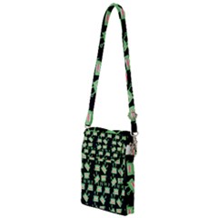Green Alien Monster Pattern Black Multi Function Travel Bag by snowwhitegirl