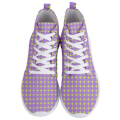 Pastel Mod Purple Yellow Circles Men s Lightweight High Top Sneakers by BrightVibesDesign