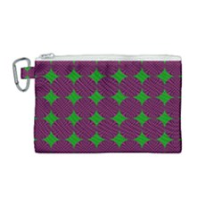 Bright Mod Pink Green Circle Pattern Canvas Cosmetic Bag (medium) by BrightVibesDesign