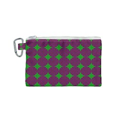 Bright Mod Pink Green Circle Pattern Canvas Cosmetic Bag (small) by BrightVibesDesign