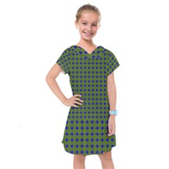 Mod Circles Green Blue Kids  Drop Waist Dress by BrightVibesDesign