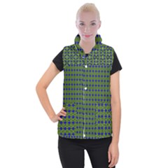 Mod Circles Green Blue Women s Button Up Vest by BrightVibesDesign