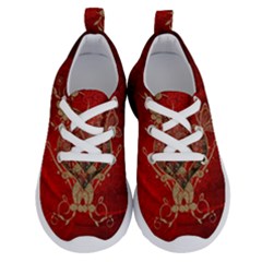 Wonderful Decorative Heart In Gold And Red Running Shoes by FantasyWorld7
