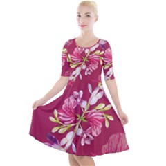 Motif Design Textile Design Quarter Sleeve A-line Dress by Simbadda