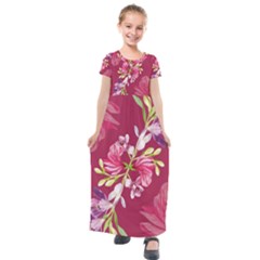 Motif Design Textile Design Kids  Short Sleeve Maxi Dress by Simbadda