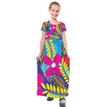 Design Decoration Decor Floral Pattern Kids  Short Sleeve Maxi Dress