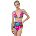 Design Decoration Decor Floral Pattern Tied Up Two Piece Swimsuit