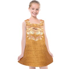 Golden Sunrise Pattern Flowers By Flipstylez Designs Kids  Cross Back Dress by flipstylezfashionsLLC