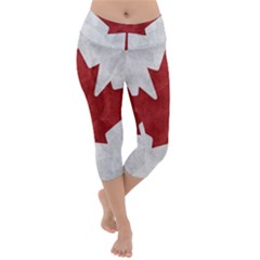 Canada Grunge Flag Lightweight Velour Capri Yoga Leggings by Valentinaart