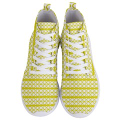 Circles Lines Yellow Modern Pattern Men s Lightweight High Top Sneakers by BrightVibesDesign